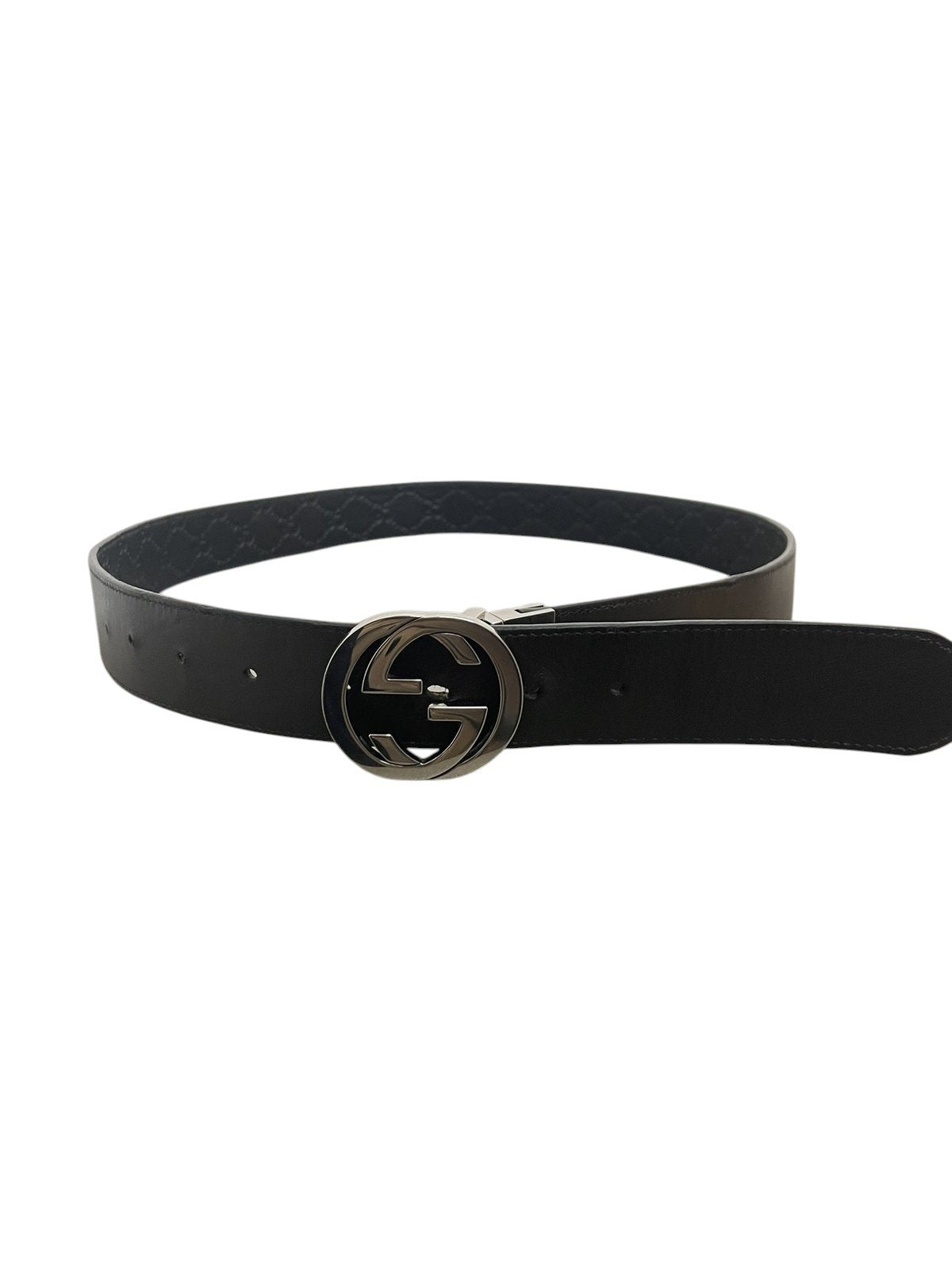 Cintura Gucci reversibile lato marrone con fibbia GG argento