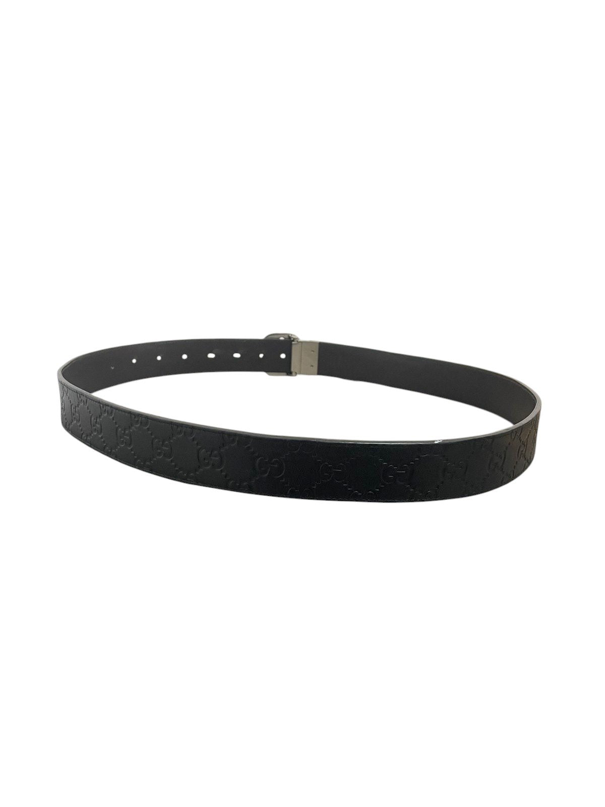Cintura Gucci reversibile lato marrone liscio vista piatta