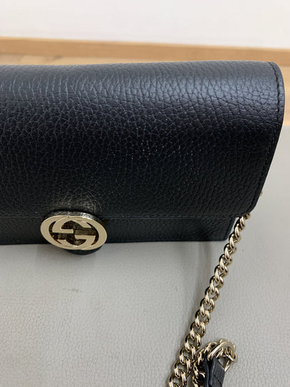 Gucci Interlocking Borsa wallet chain in pelle nera - AgeVintage