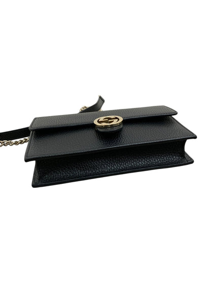 Gucci Interlocking Borsa wallet chain in pelle nera - AgeVintage