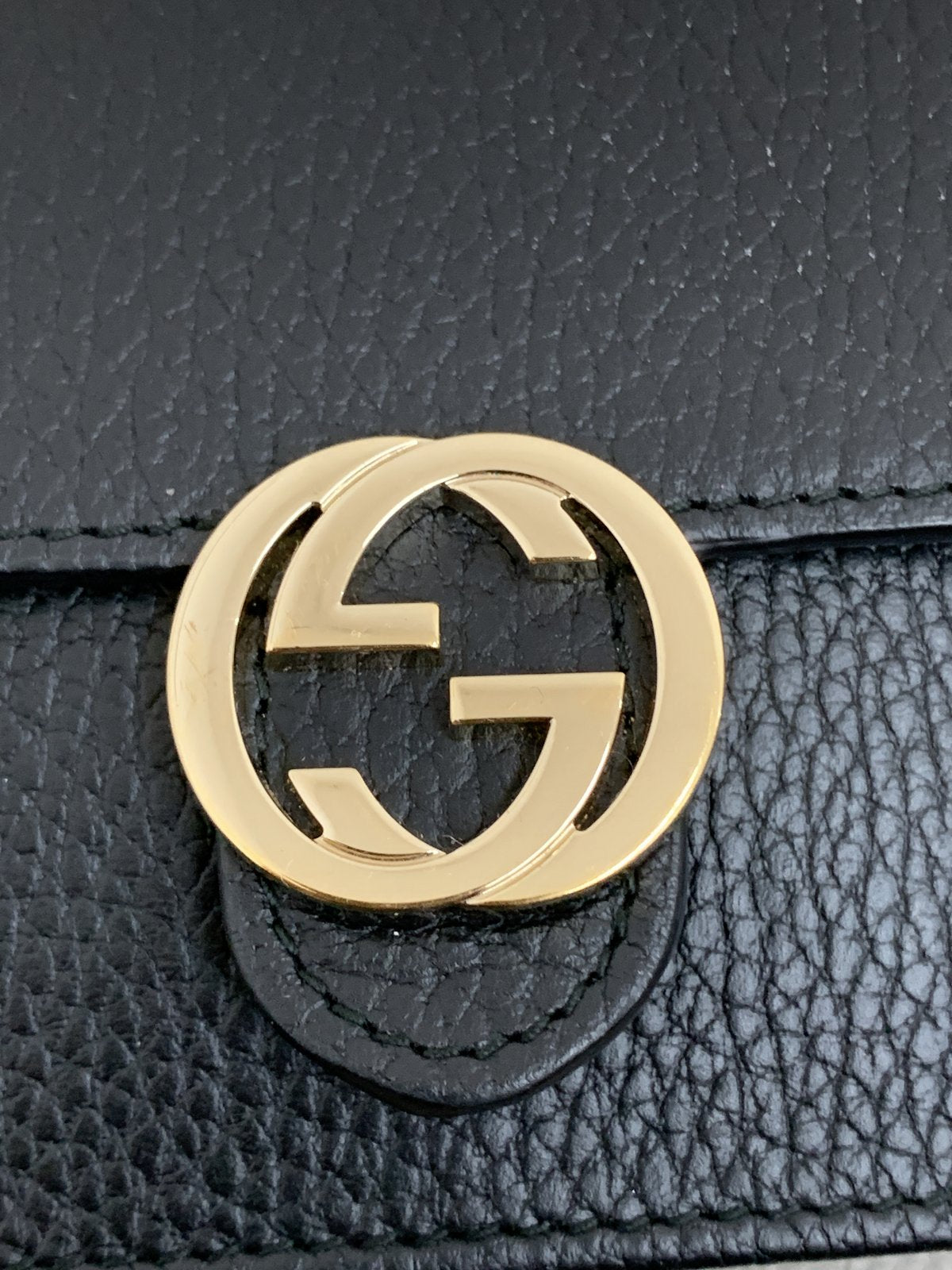 Gucci Interlocking Borsa wallet chain in pelle nera - AgeVintage