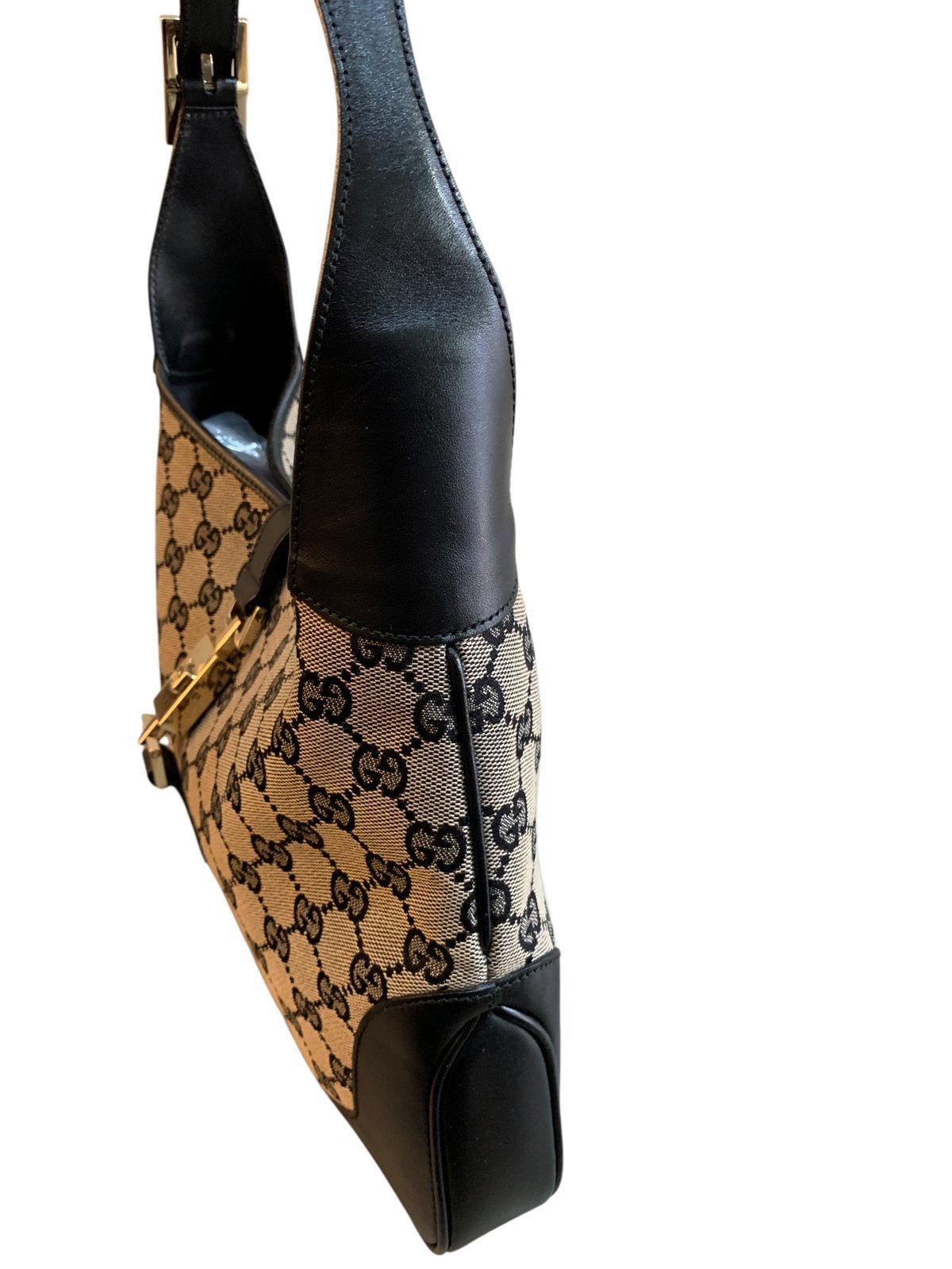 Gucci Jackie vintage in tela e pelle colore nera - AgeVintage