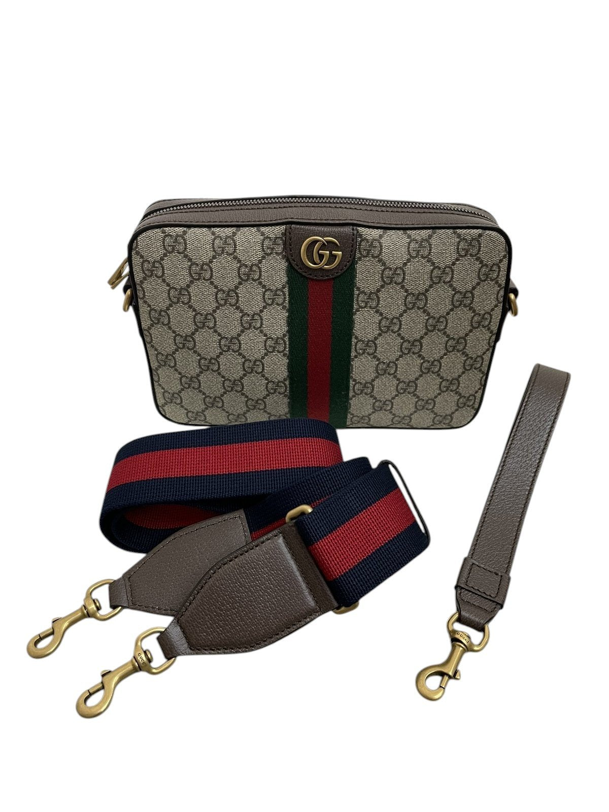 Borsa da uomo Gucci Ophidia in tessuto GG Supreme con tracolle e laccetto - agevintage