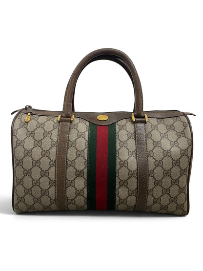 Gucci Ophidia Boston Bag GG Supreme Web Stripe vista frontale