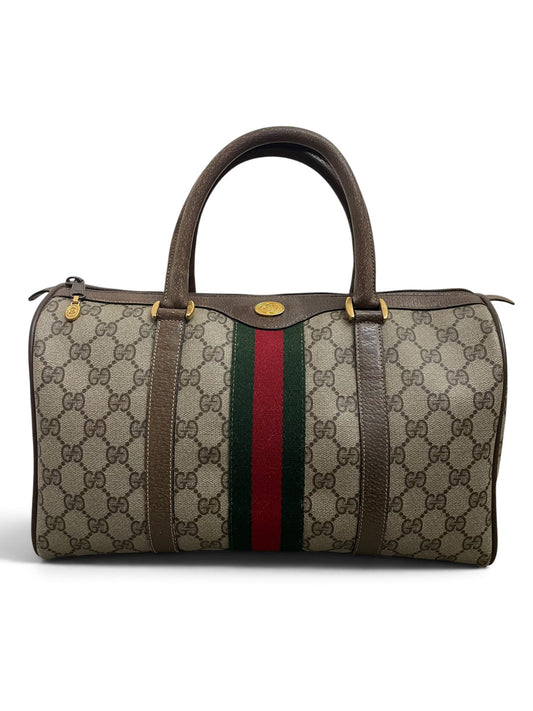 Gucci Ophidia Boston Bag GG Supreme Web Stripe vista frontale