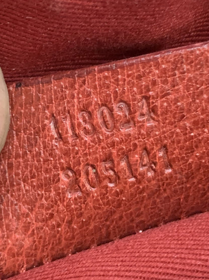 Gucci pochette in tela e pelle colore rosso corallo - AgeVintage