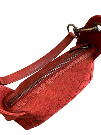Gucci pochette in tela e pelle colore rosso corallo - AgeVintage