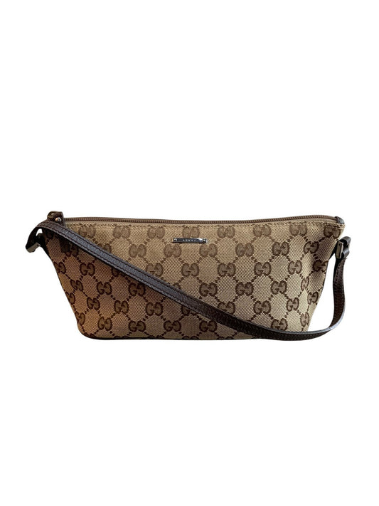 Gucci pochette in tela GG colore beige ebano - AgeVintage