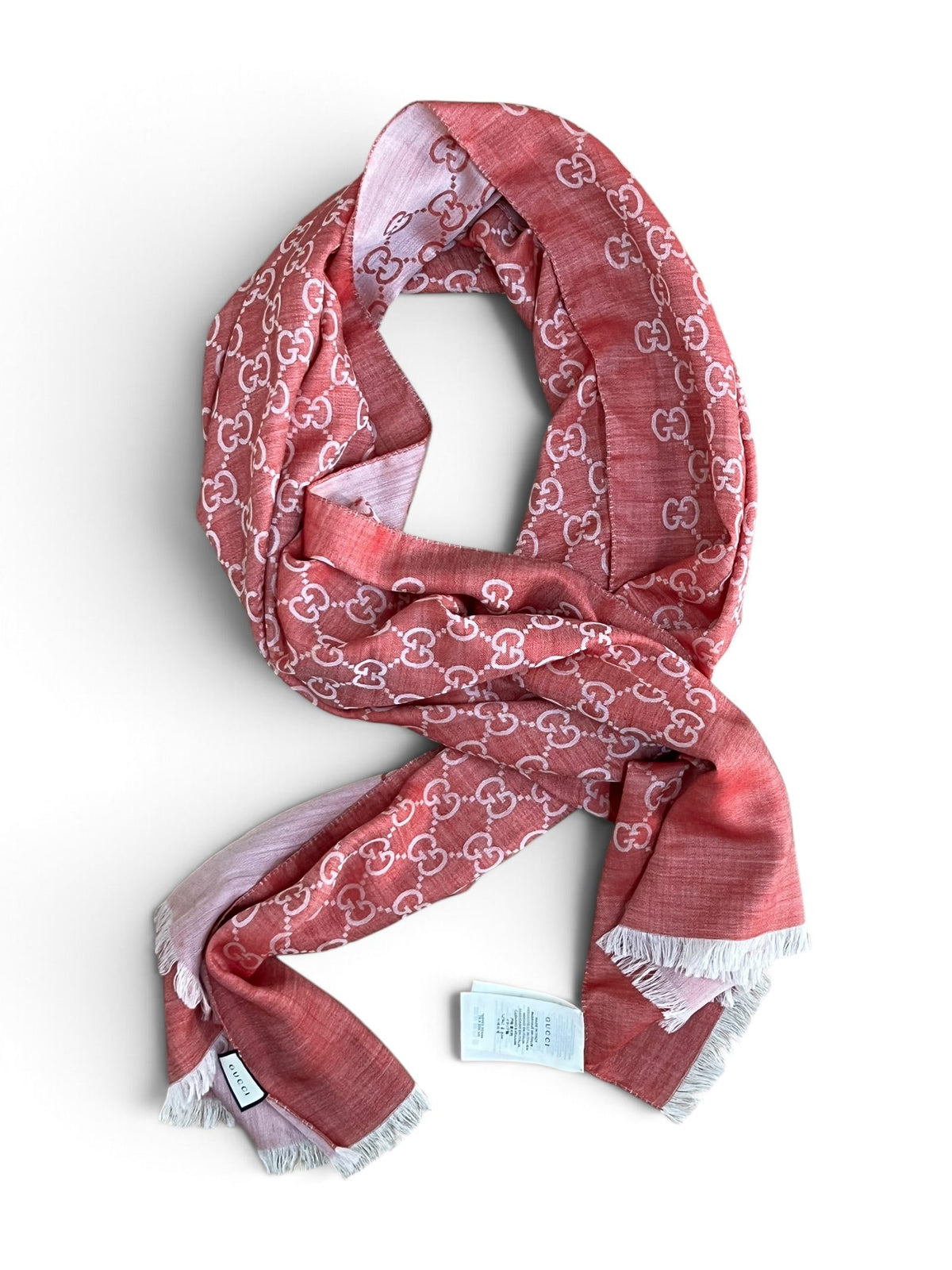Sciarpa Gucci GG monogram arrotolata vista completa