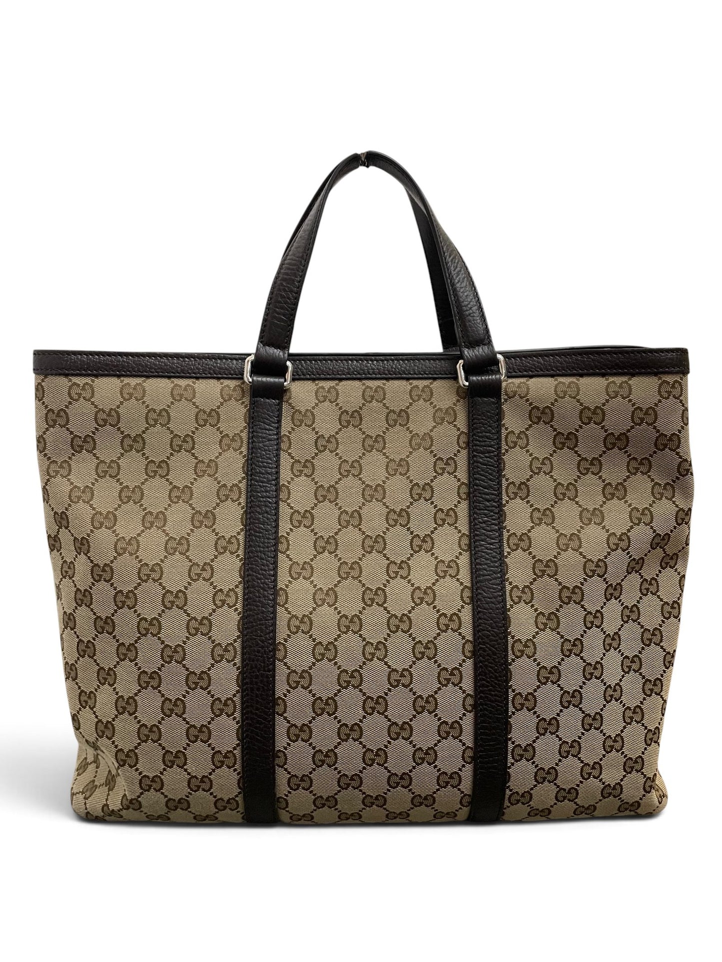 Retro borsa Gucci tote GG canvas beige e marrone