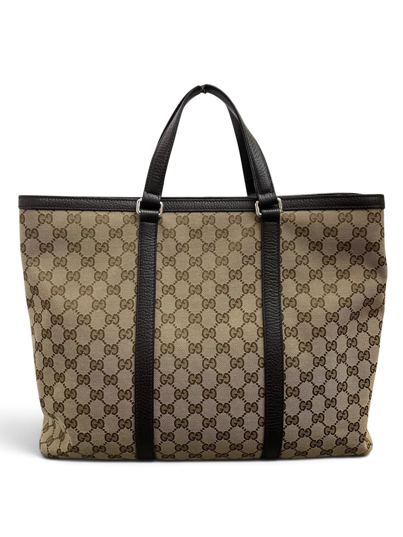 Retro borsa Gucci tote GG canvas beige e marrone