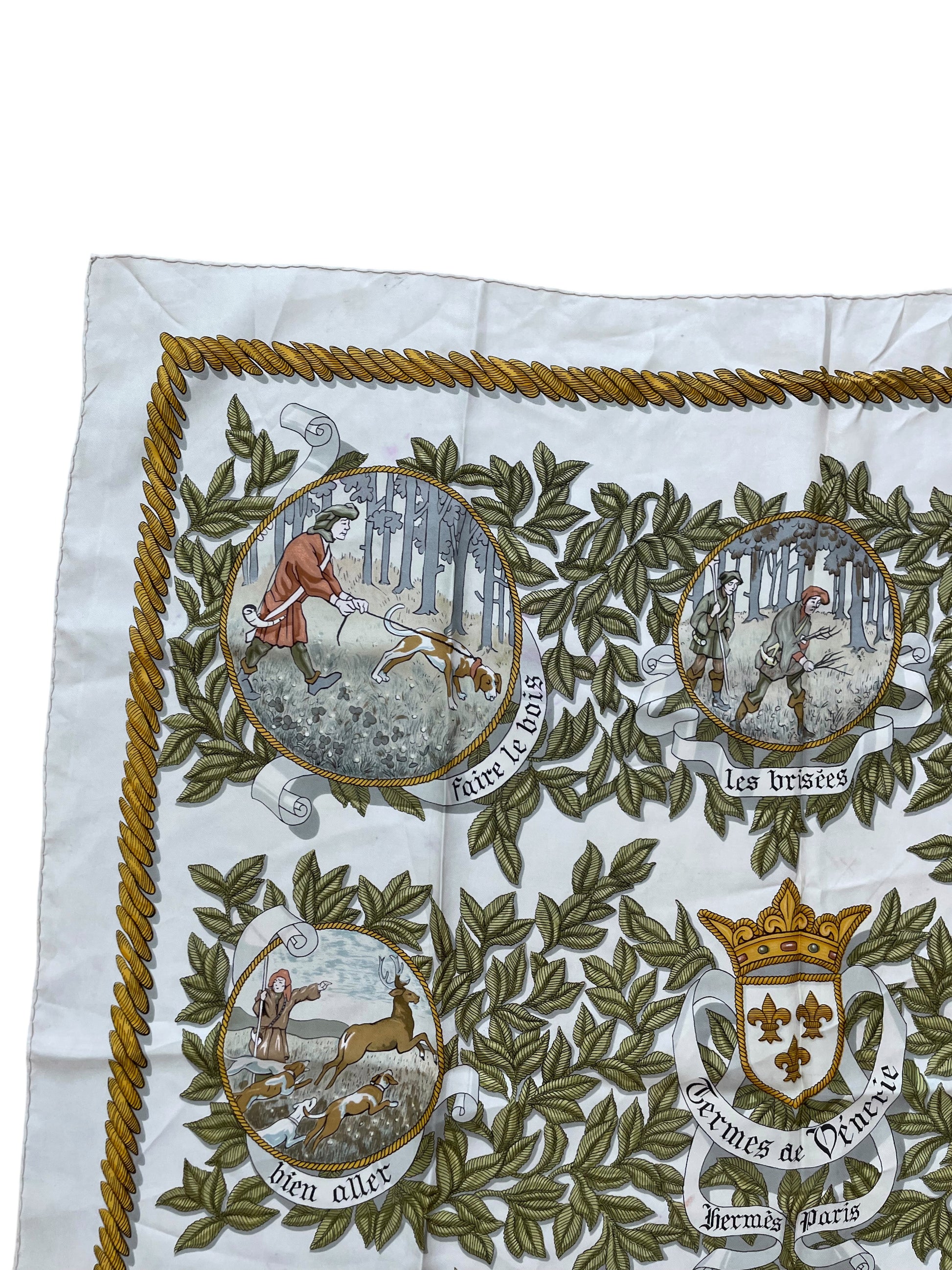 Dettaglio angolo superiore sinistro foulard Hermès 1966