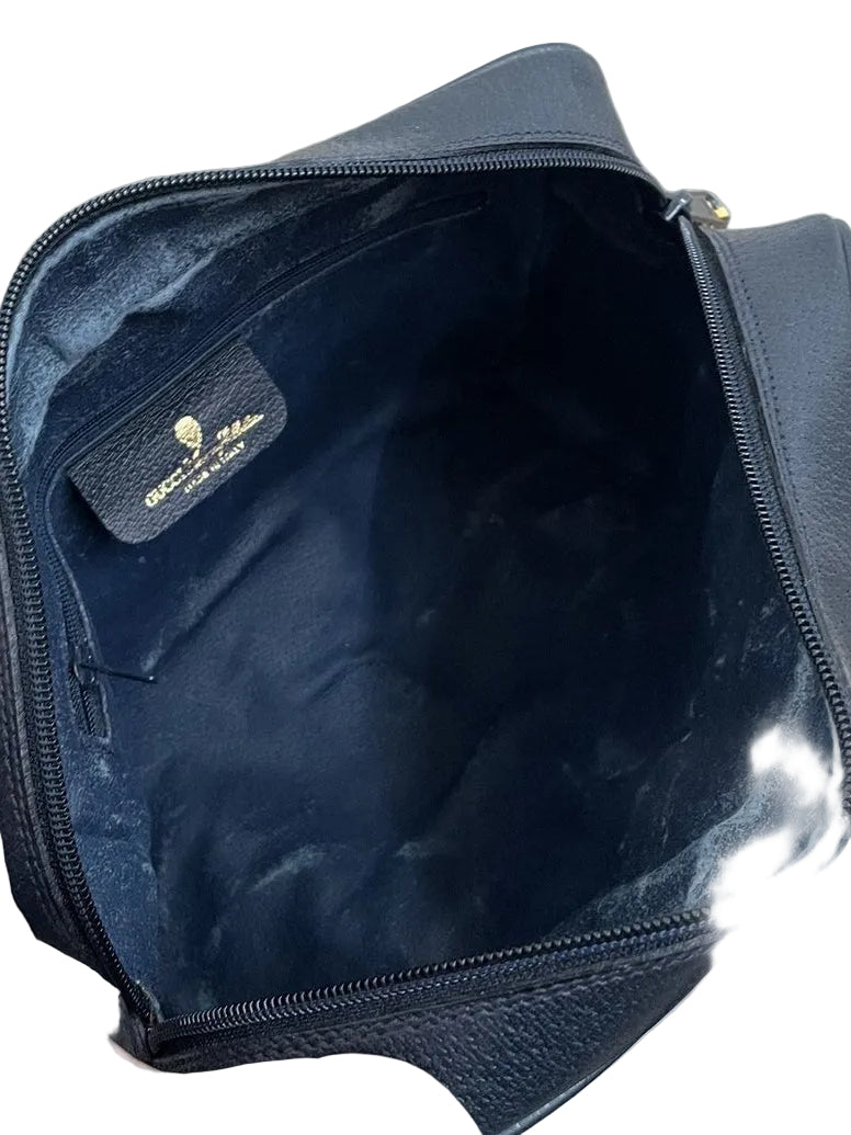 Fodera interna blu dello scomparto principale della borsa a tracolla Gucci vintage
