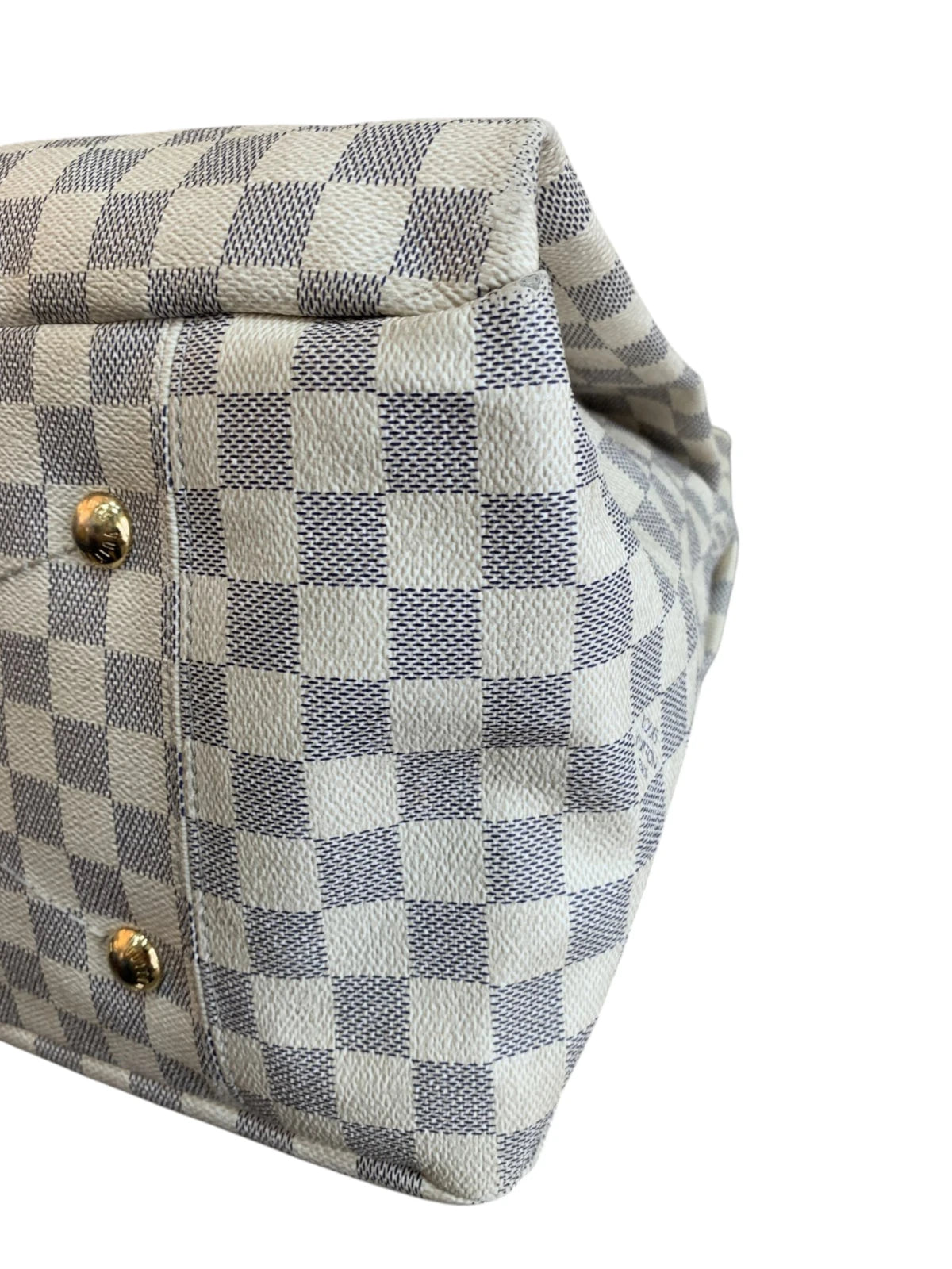 Vista lato opposto borsa Louis Vuitton Artsy MM Damier Azur