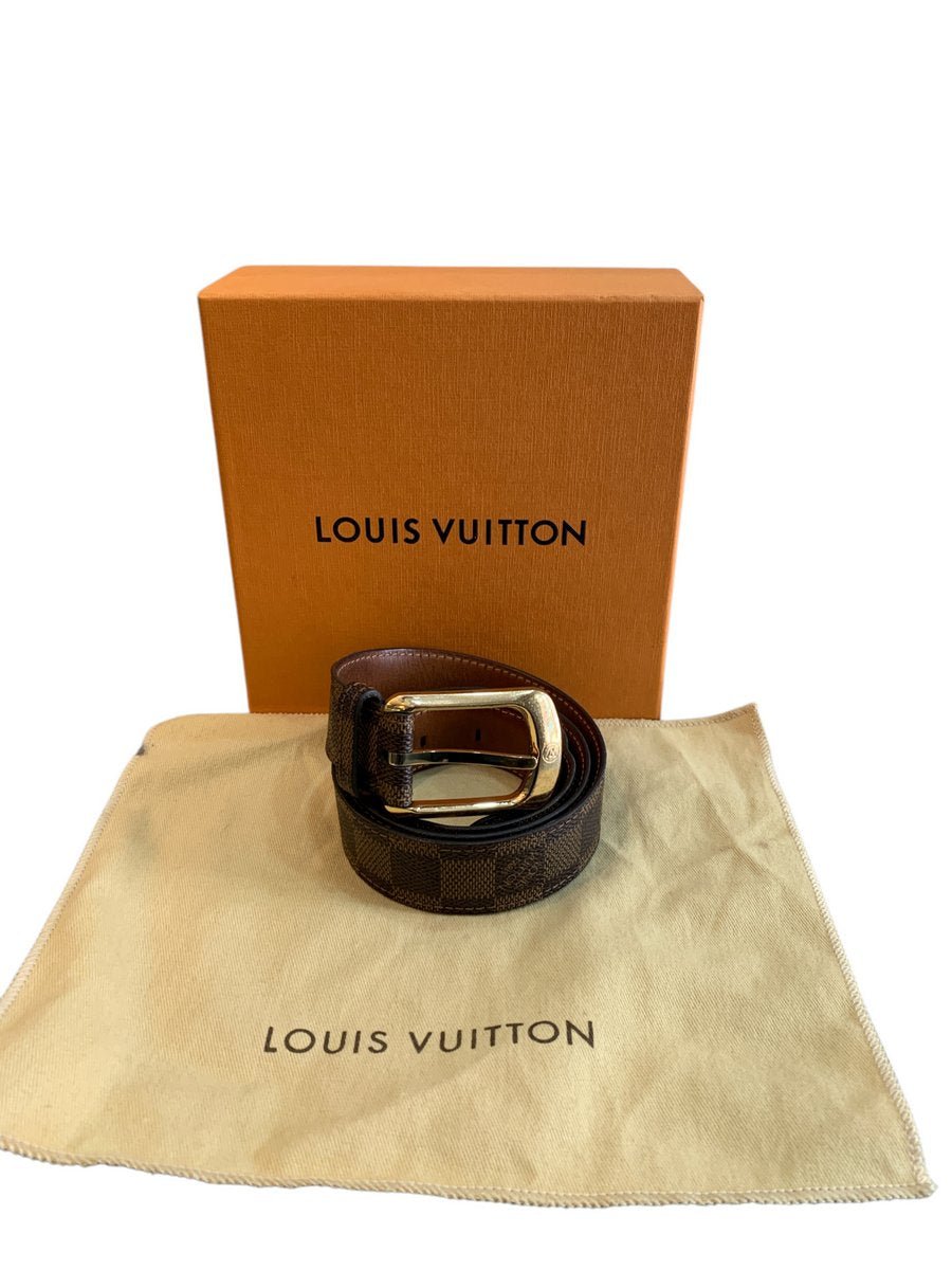 Louis Vuitton M6995 cintura in tela damier ebene misura 90 - AgeVintage