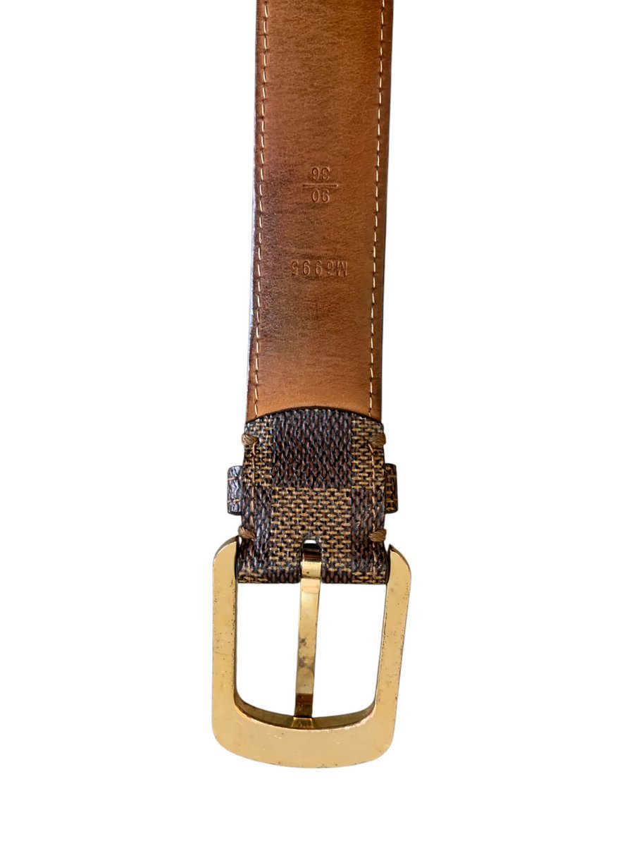 Louis Vuitton M6995 cintura in tela damier ebene misura 90 - AgeVintage