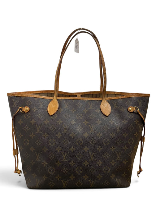 Louis Vuitton Neverfull MM monogram vista frontale con tag