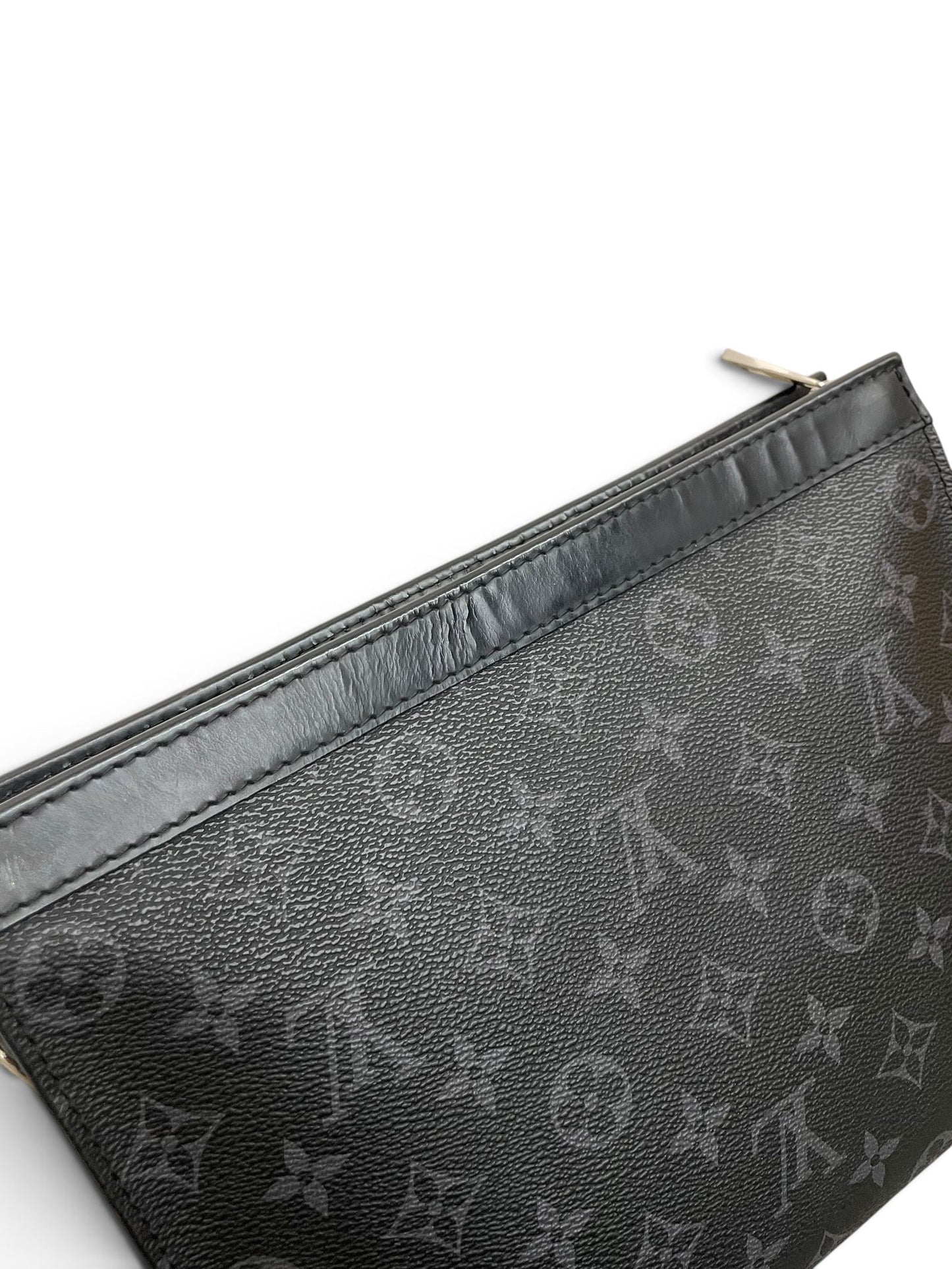 Bordo superiore in pelle nera LV Voyage MM Eclipse