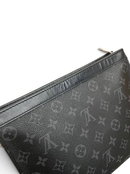 Bordo superiore in pelle nera LV Voyage MM Eclipse