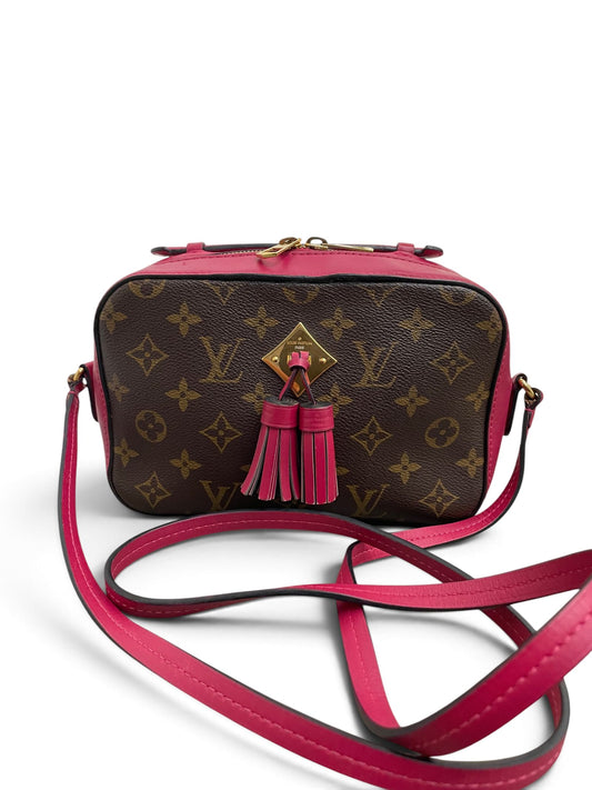 Louis Vuitton Saintonge Monogram fuchsia vista frontale con nappine