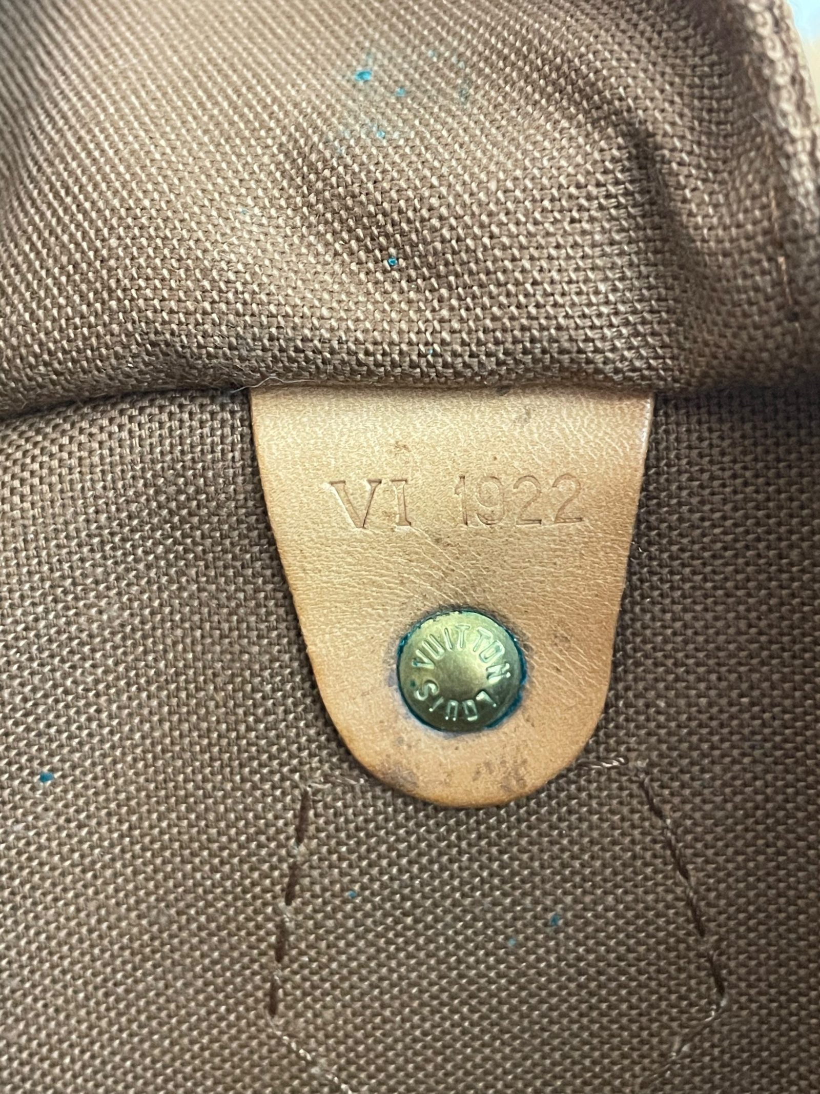 Codice data VI 1922 Louis Vuitton Speedy 30 interno