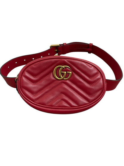 Marsupio Gucci GG Marmont in Pelle Matelassé Rosso - AgeVintage