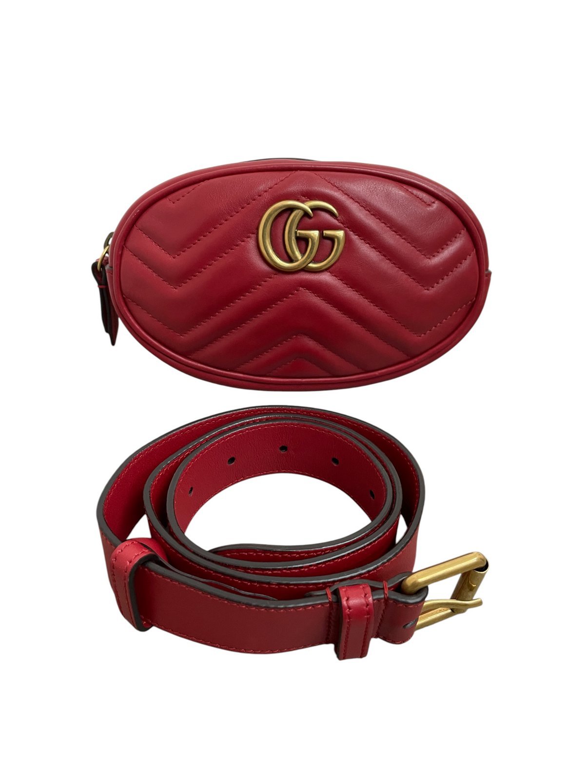 Marsupio Gucci GG Marmont in Pelle Matelassé Rosso - AgeVintage