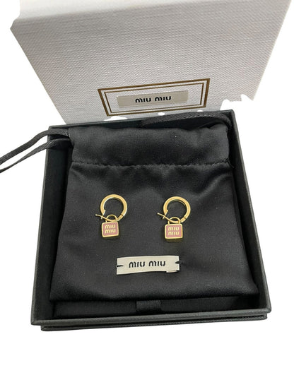 Miu Miu orecchini in metallo dorato e rosa orchidea - AgeVintage
