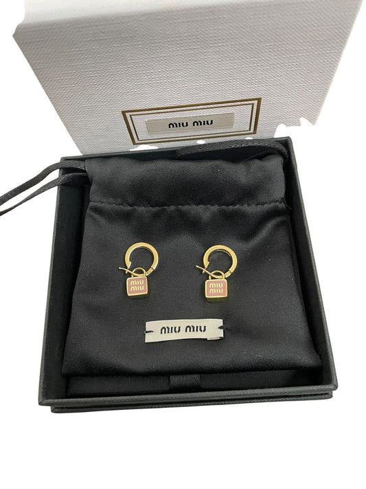 Miu Miu orecchini in metallo dorato e rosa orchidea - AgeVintage