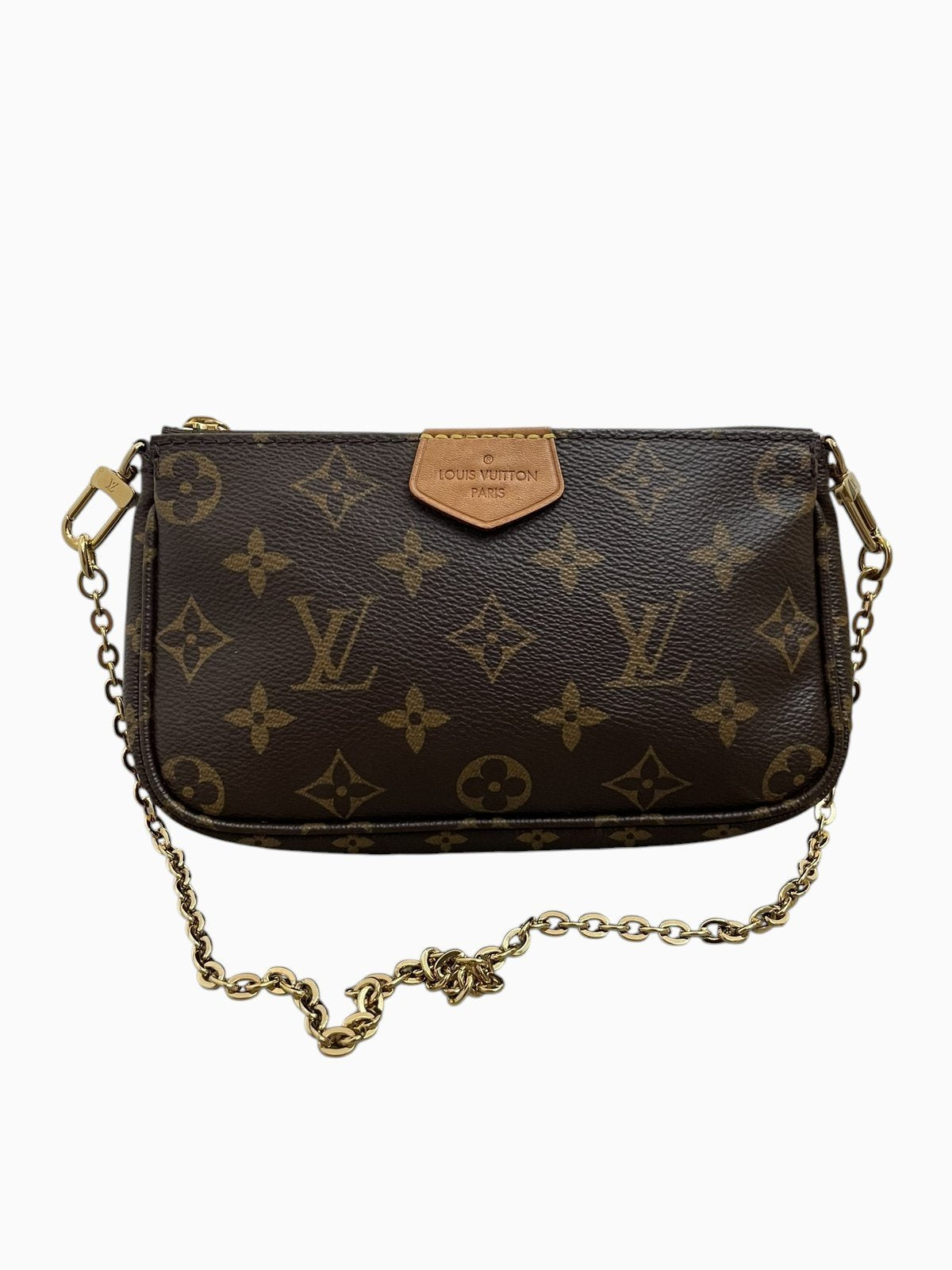 Pochette piccola Louis Vuitton Monogram con tracolla a catena dorata