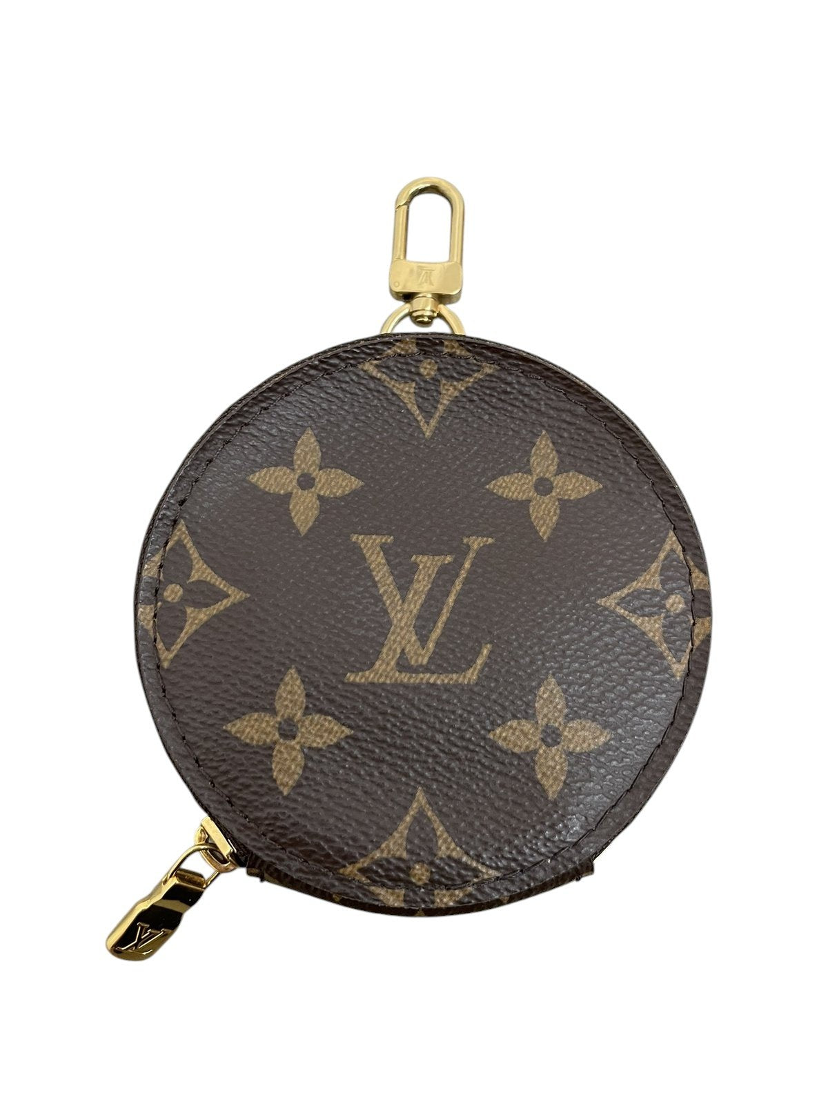 Portamonete rotondo rimovibile Louis Vuitton in tela Monogram vista frontale