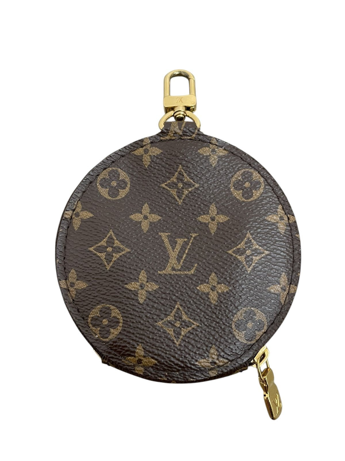 Retro del portamonete rotondo Louis Vuitton Monogram con gancio dorato