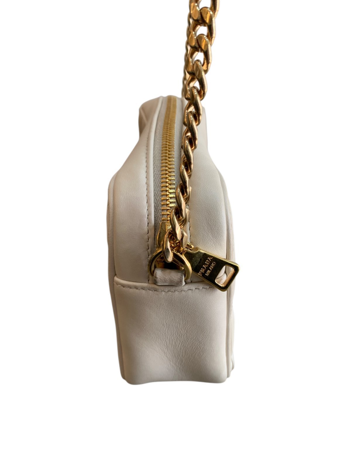 Prada 1BH112 borsa tracolla in pelle gaufré bianca - AgeVintage