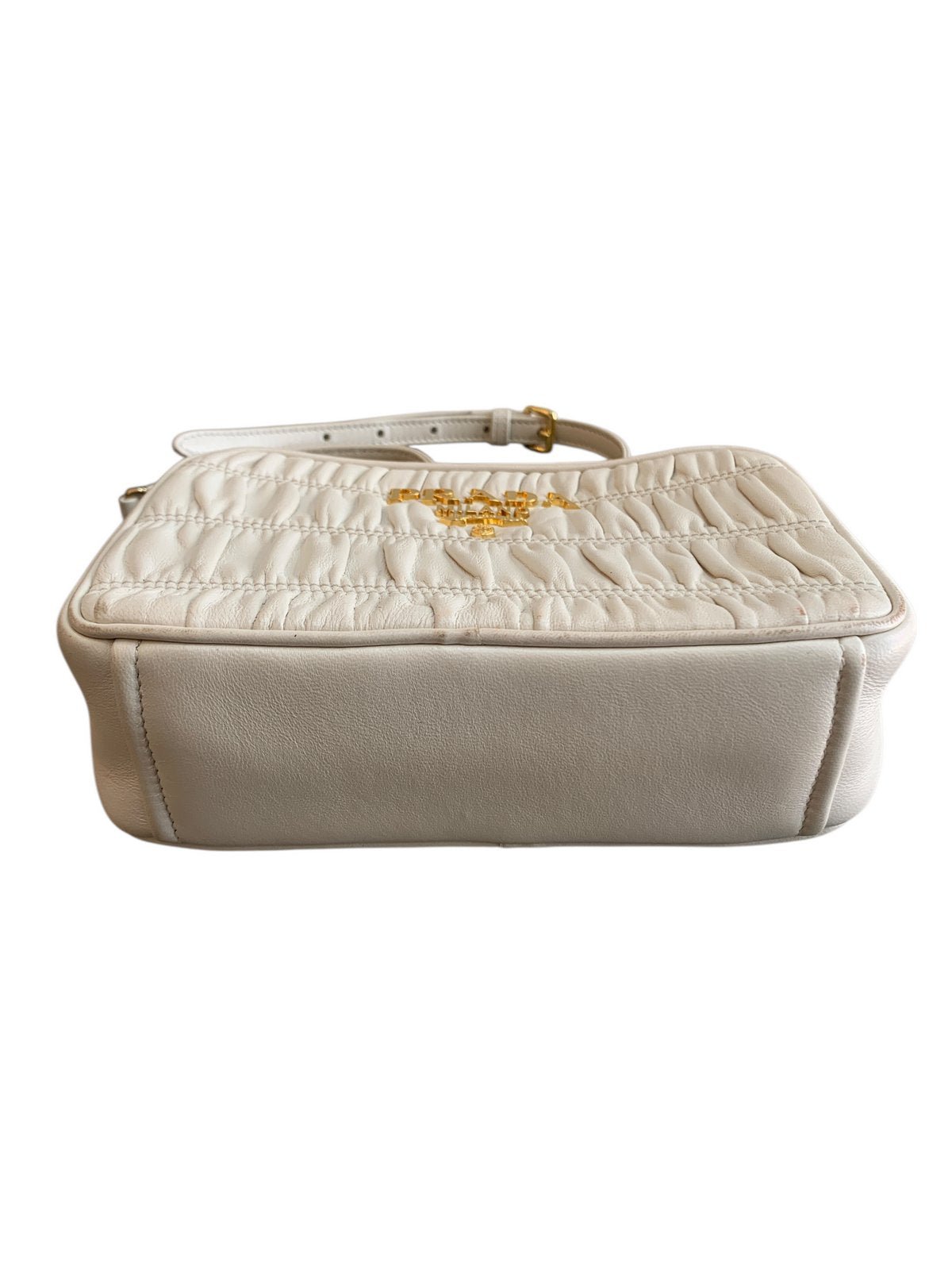 Prada 1BH112 borsa tracolla in pelle gaufré bianca - AgeVintage