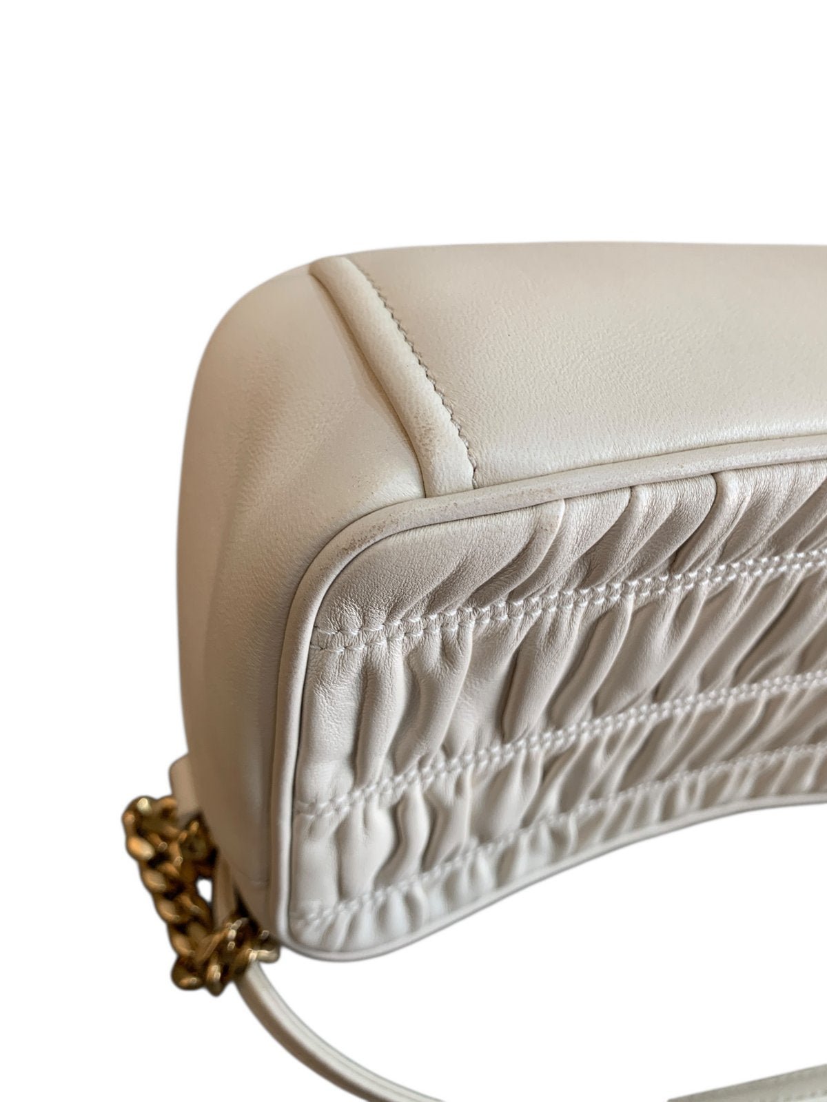 Prada 1BH112 borsa tracolla in pelle gaufré bianca - AgeVintage