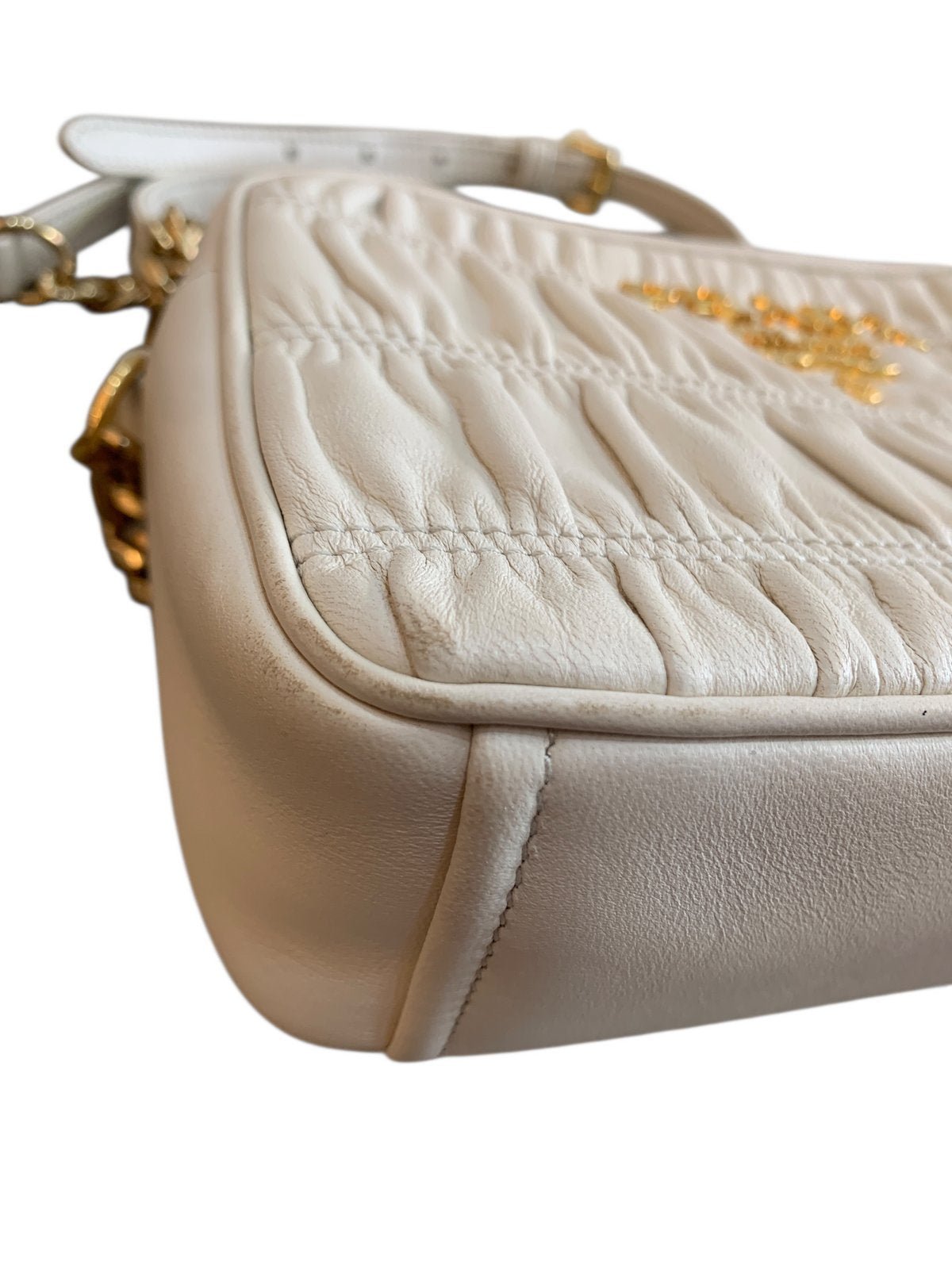 Prada 1BH112 borsa tracolla in pelle gaufré bianca - AgeVintage