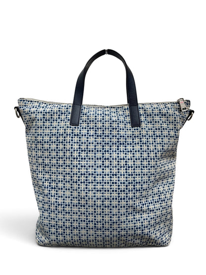 Retro borsa Prada tote nylon blu con zip argento