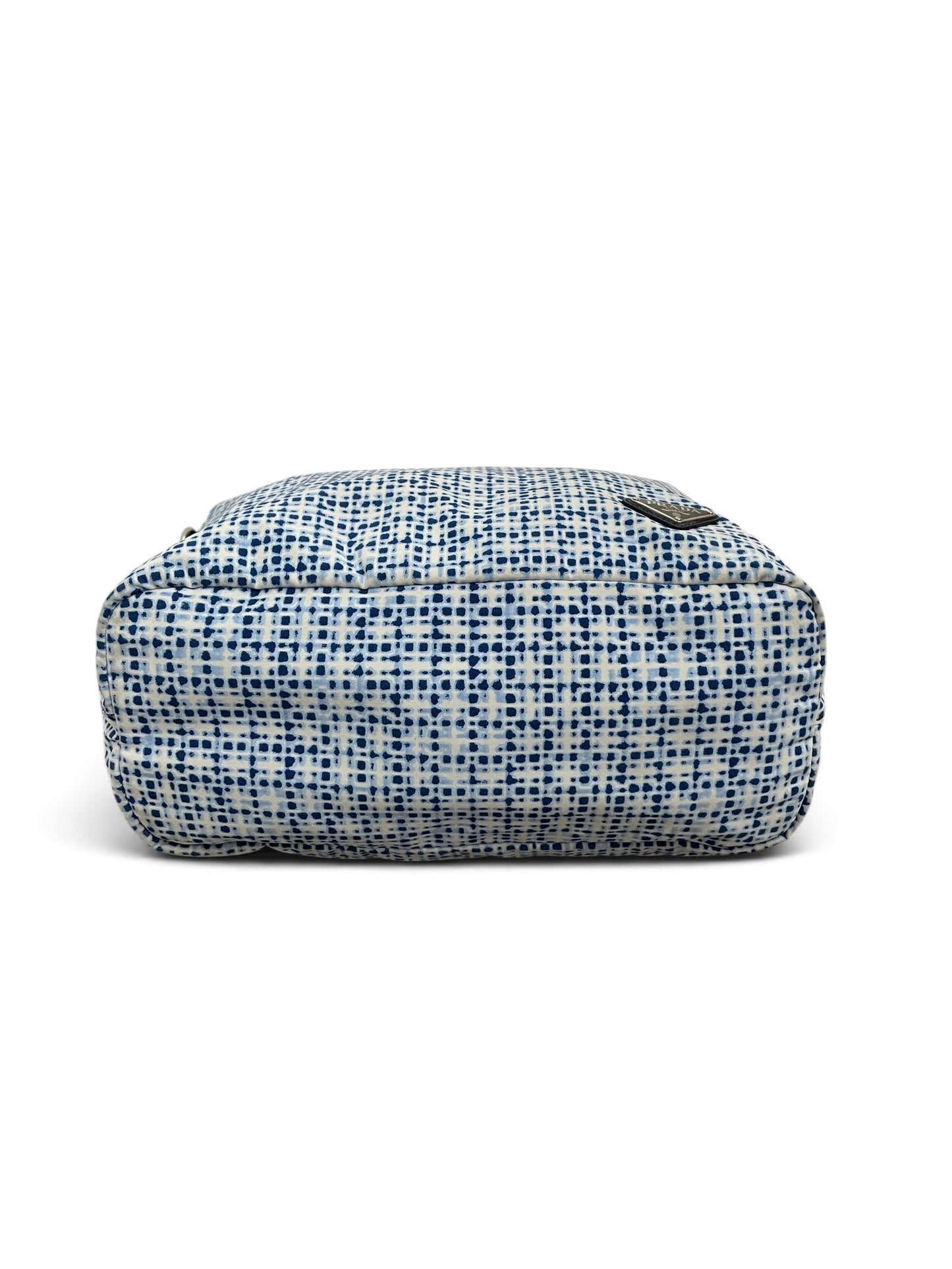 Fondo borsa Prada tote nylon stampato blu bianco