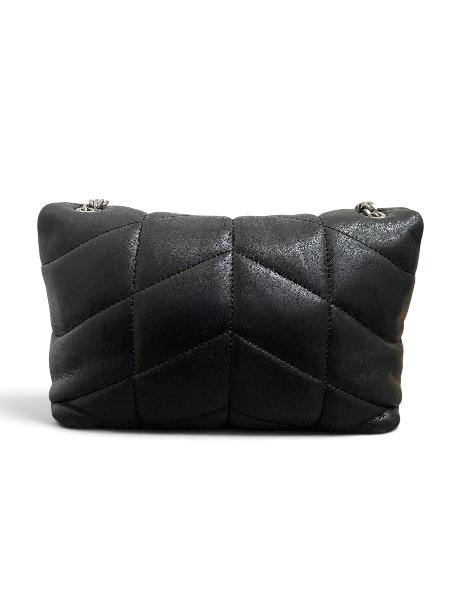 Retro Saint Laurent Loulou Puffer Mini trapuntatura chevron nera