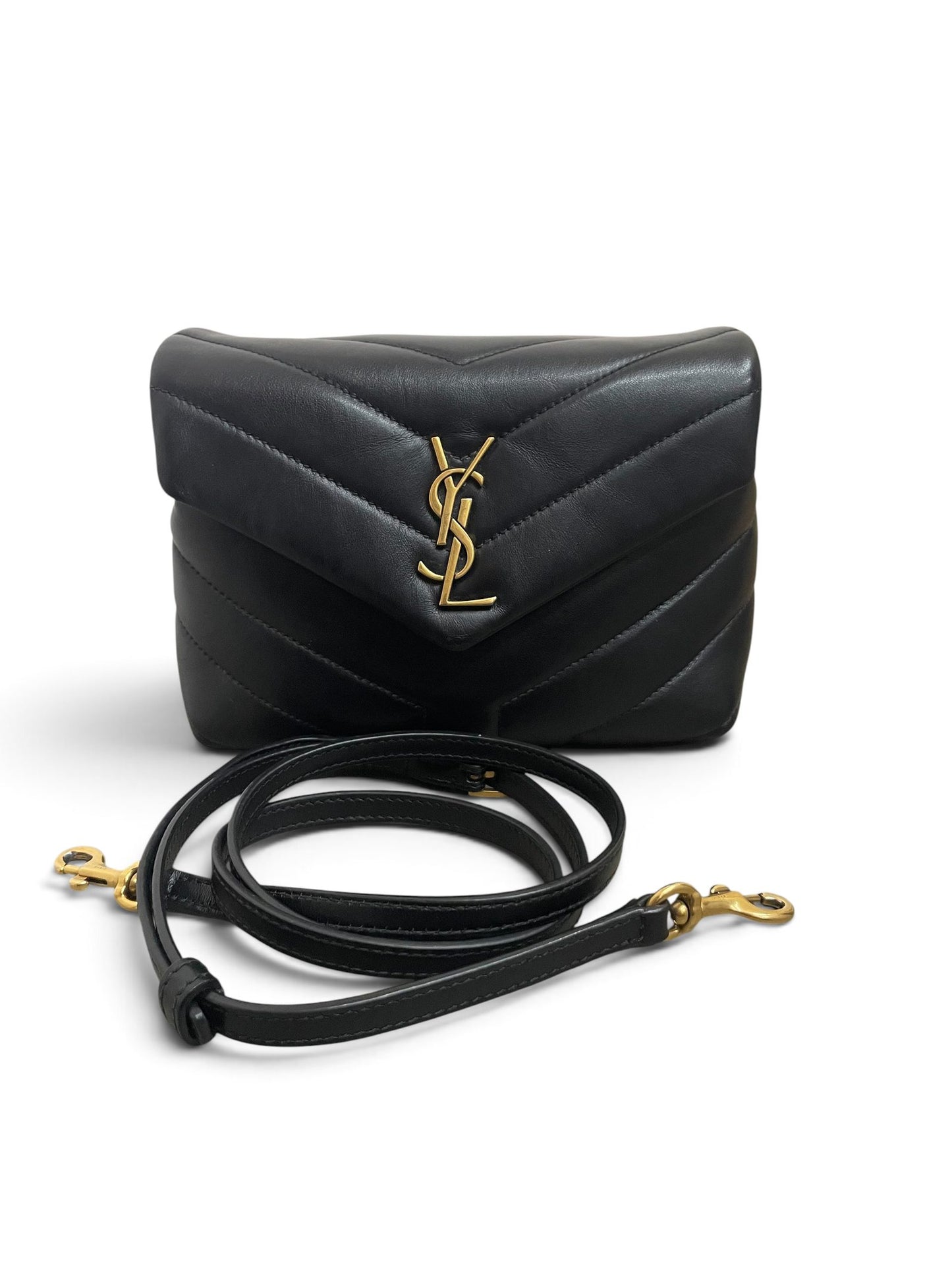 Saint Laurent Loulou Toy nera con tracolla in pelle