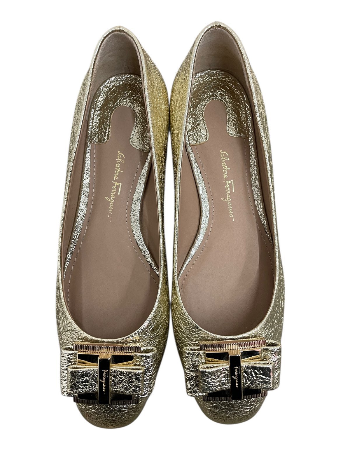 Salvatore Ferragamo scarpe ballerine color champagne misura 5.5 (IT 36) - AgeVintage