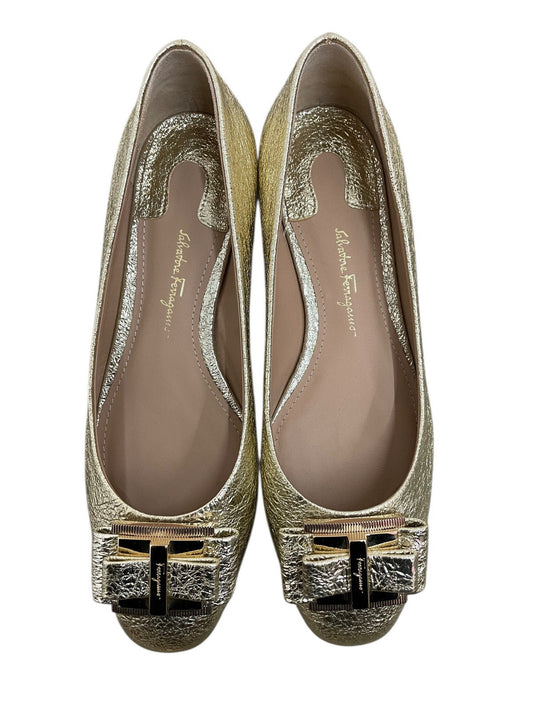 Salvatore Ferragamo scarpe ballerine color champagne misura 5.5 (IT 36) - AgeVintage