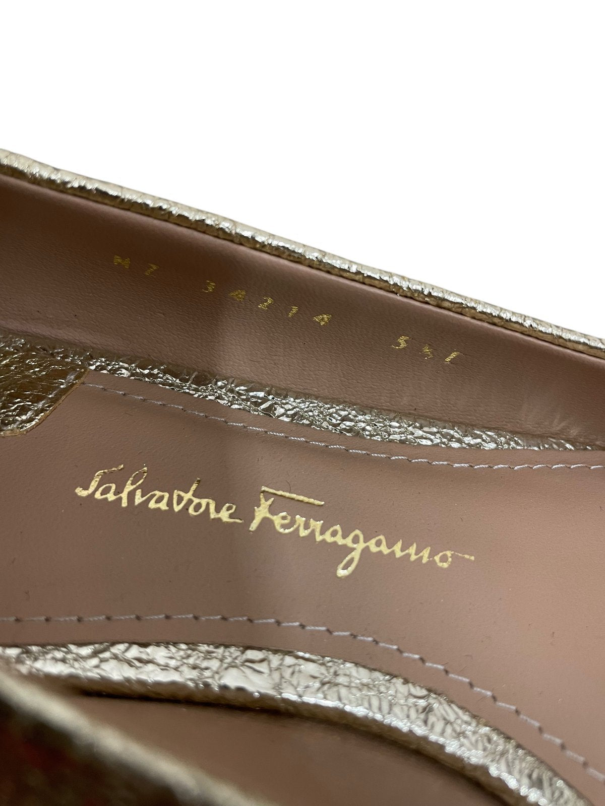 Salvatore Ferragamo scarpe ballerine color champagne misura 5.5 (IT 36) - AgeVintage