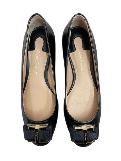 Salvatore Ferragamo scarpe ballerine in pelle liscia colore nero misura 5.5 (IT 36) - AgeVintage