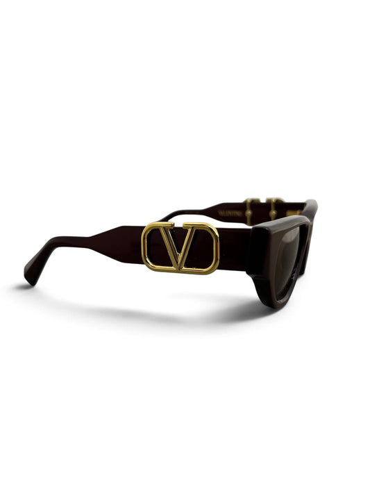 Valentino V-Due occhiali bordeaux logo VLogo dorato laterale