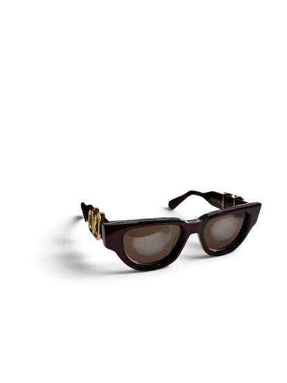 Valentino V-Due occhiali bordeaux vista tre quarti con lenti brown