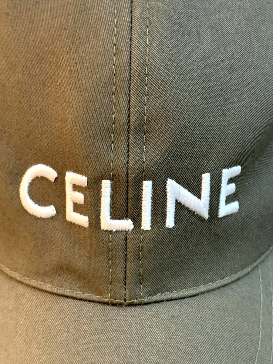 Celine Cappello da baseball in cotone colore verde kaki - AgeVintage