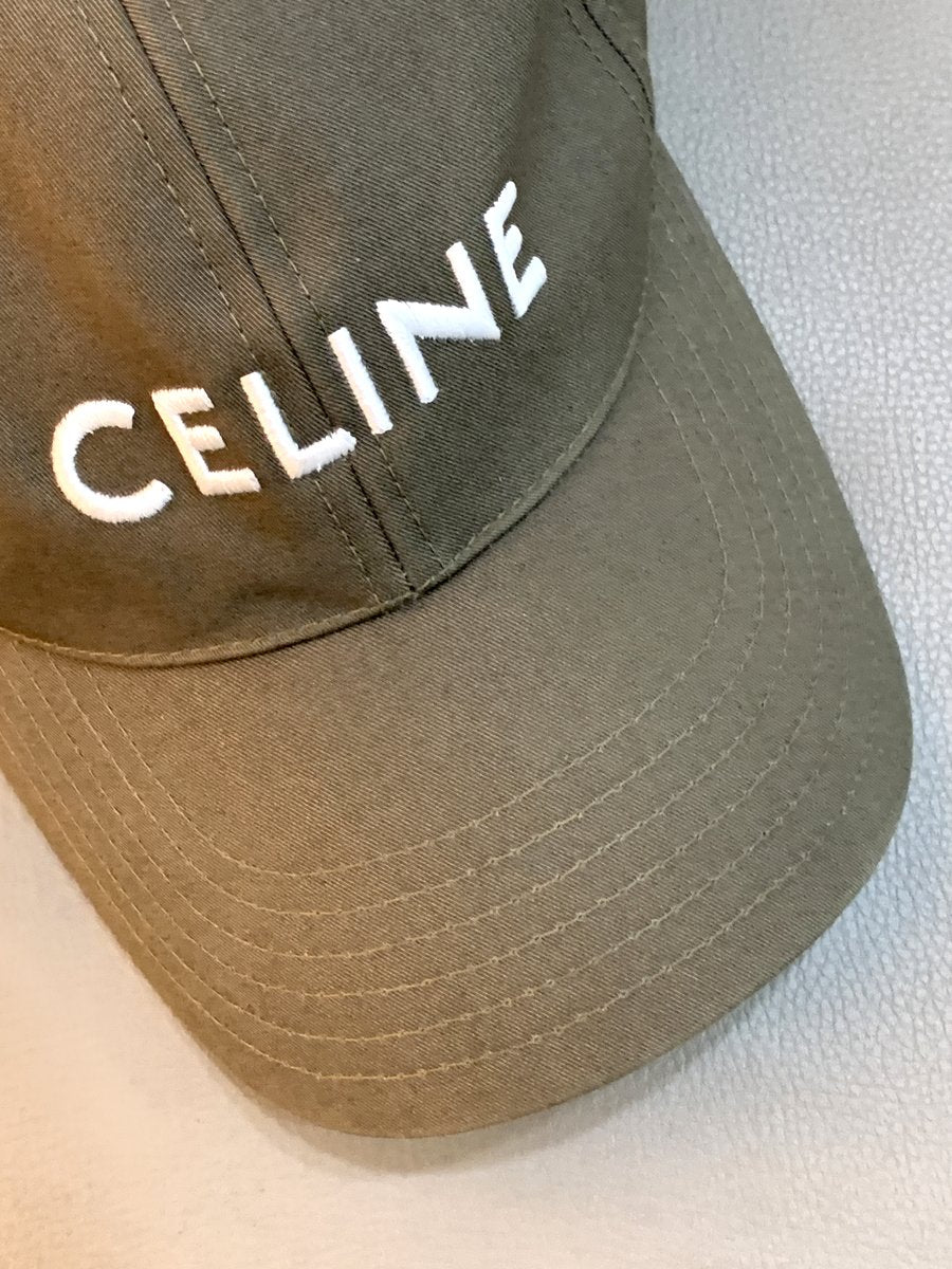 Celine Cappello da baseball in cotone colore verde kaki - AgeVintage