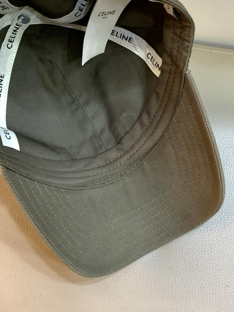 Celine Cappello da baseball in cotone colore verde kaki - AgeVintage
