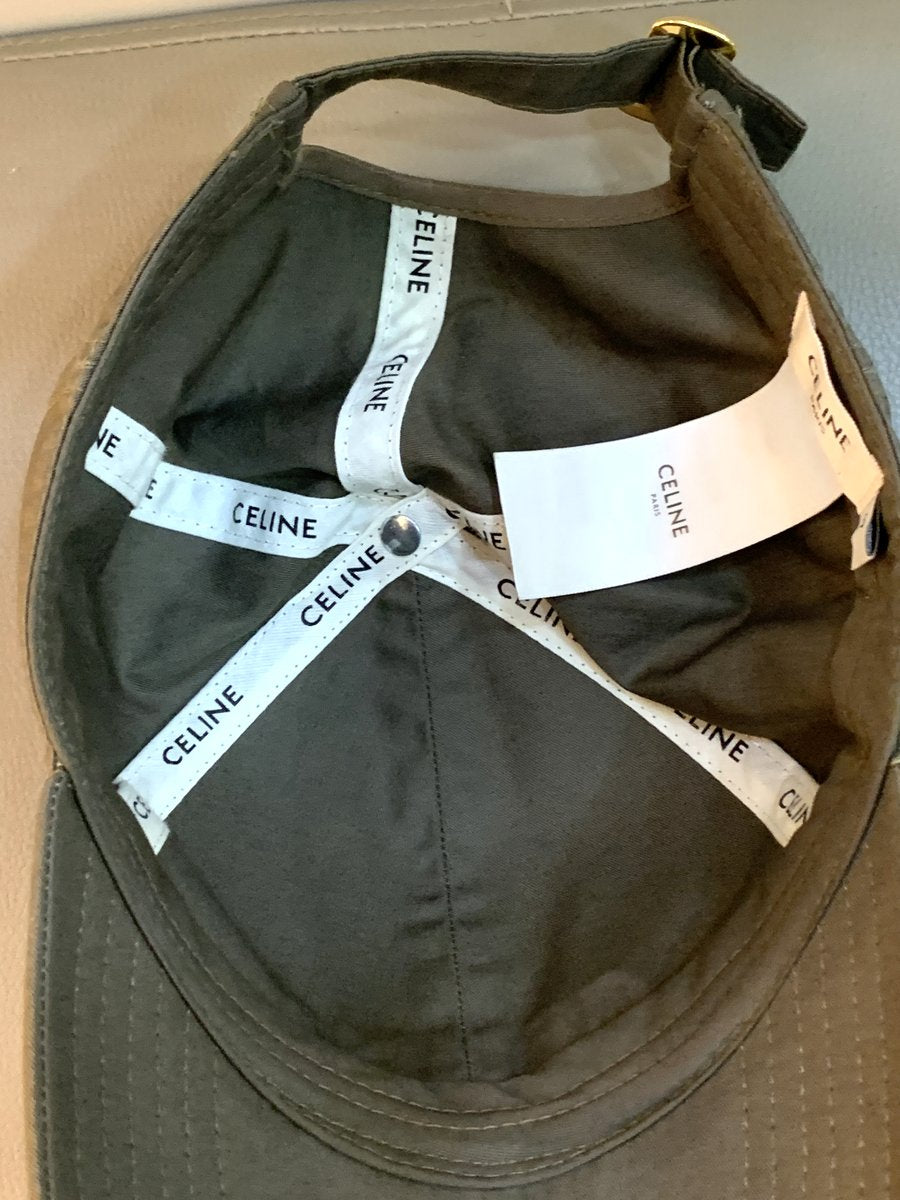Celine Cappello da baseball in cotone colore verde kaki - AgeVintage